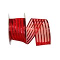 Reliant Ribbon Metallic Stripe Value Wired Edge Ribbon Red 2.5 in. x 50 yards 92311W-065-40K